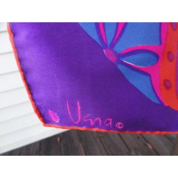 Vtg 1960’s Scarves By Vera All Silk Hand Rolled Purple Pink Orange Psychedelic - Picture 3 of 9